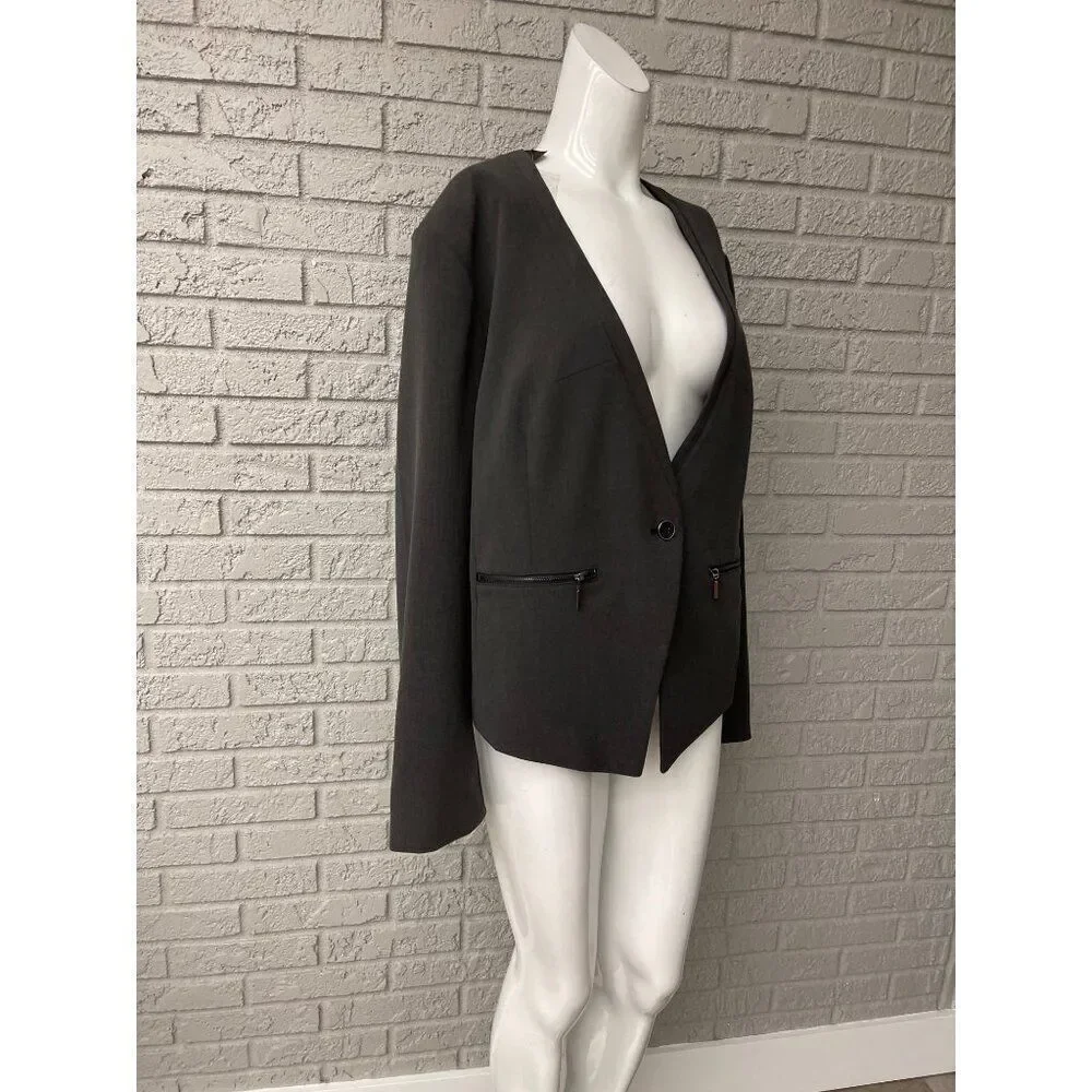 Lane Bryant Women Black One Button Zipper Pocket Blazers NWT